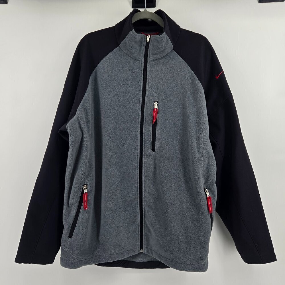 Nike Men's Vintage Fleece Full Zip Jacket - XL Grey/Black/Red